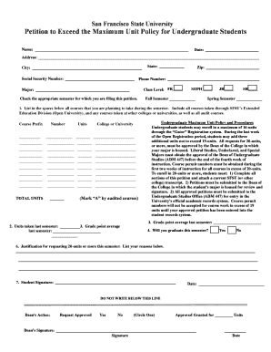 San Francisco State University Unit Policy Petition