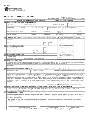 Pennsylvania Vehicle Registration Form