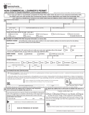 Pennsylvania Non-Commercial Learner's Permit Application