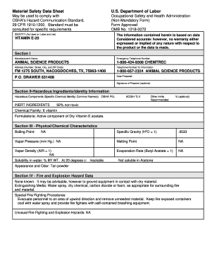 Material Safety Data Sheet for Vitamin E-20