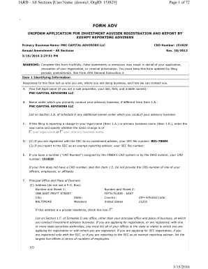 Form ADV Investment Adviser Registration