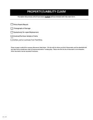 Property Liability Claim Form