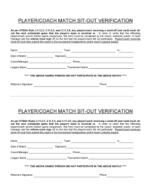 Player/Coach Match Sit-Out Verification