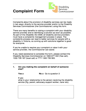 Disability Services Complaint Form