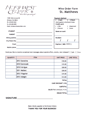 Wine Order Form