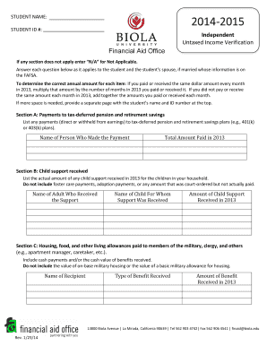 Independent Untaxed Income Verification Form