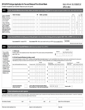 Free and Reduced Price School Meals Application