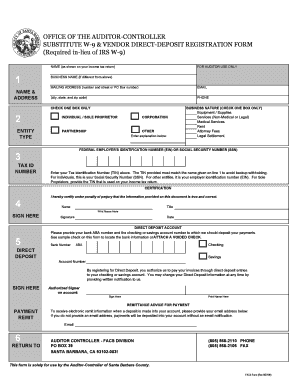 Substitute W-9 & Vendor Direct-Deposit Registration Form