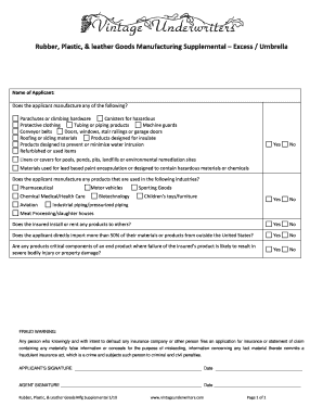 Rubber Plastic Leather Goods Manufacturing Supplemental Form