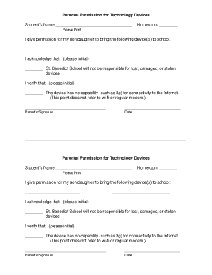 Parental Permission for Technology Devices