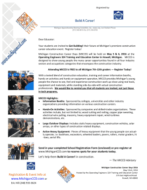 Michigan Construction Career Days Registration Form