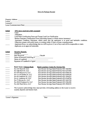 Move-In Package Receipt