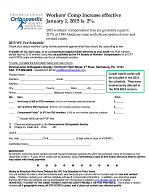 2015 Pennsylvania Workers' Comp Fee Schedule