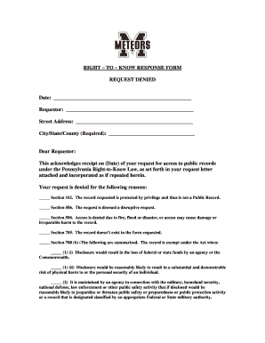 Pennsylvania Right-to-Know Response Form