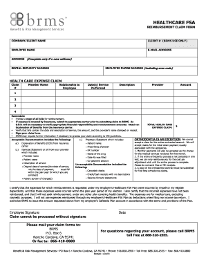 Healthcare FSA Reimbursement Claim Form