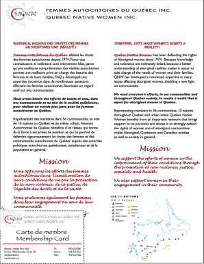 Quebec Native Women Membership Registration Form