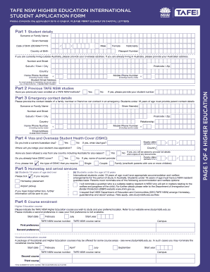 TAFE NSW Higher Education International Student Application Form