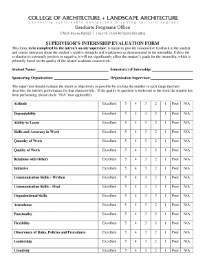 Supervisor’s Internship Evaluation Form