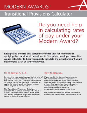 Modern Awards Transitional Provisions Calculator