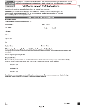 Fidelity Investments Distribution Form