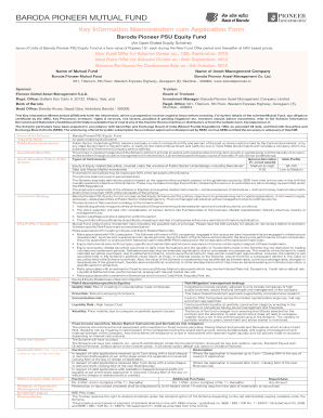 Baroda Pioneer PSU Equity Fund Application Form