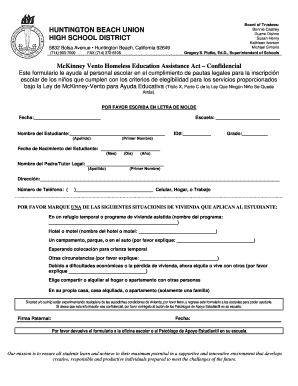 McKinney Vento Homeless Education Assistance Act – Confidencial