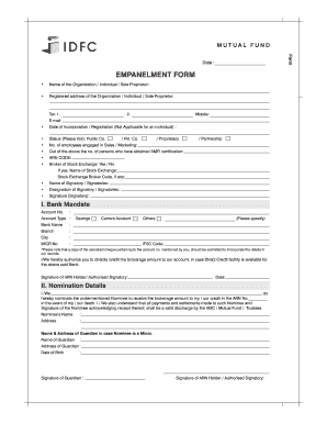 Mutual Fund Sales Personnel Empanelment Form