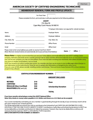 ASCET Membership Renewal Form