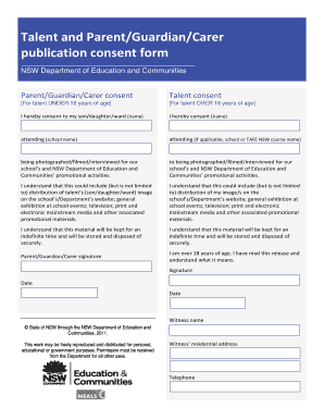 NSW Talent and Parent Consent Form