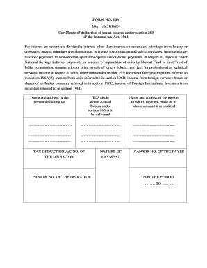 Form 16A Certificate of Deduction of Tax at Source