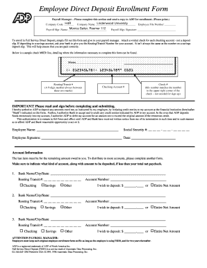Employee Direct Deposit Enrollment Form