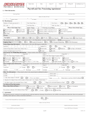 Payroll and Tax Processing Agreement