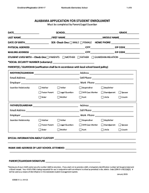 Alabama Student Enrollment Form