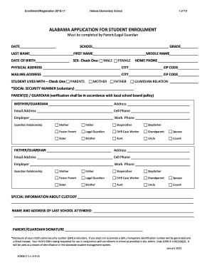 Alabama Student Enrollment Form