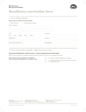 MLC Insurance Beneficiary Nomination Form