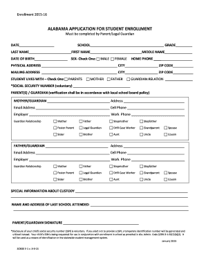 Alabama Application for Student Enrollment