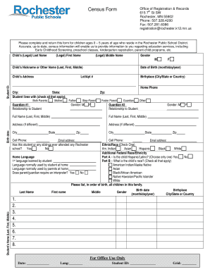 Rochester Public School District Census Form