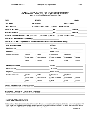 Alabama Student Enrollment Form