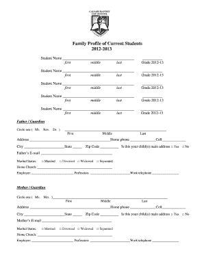 Student Family Profile Form