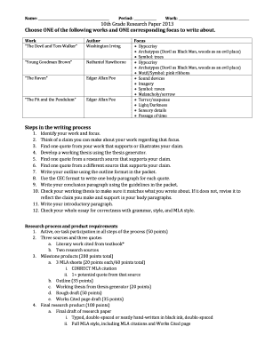 10th Grade Research Paper Assignment