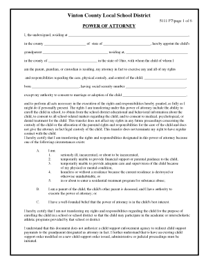 Ohio Child Power of Attorney Form