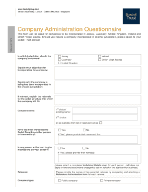 Company Administration Questionnaire