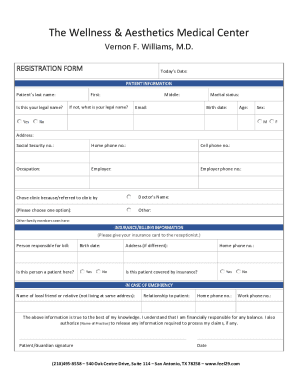 Wellness & Aesthetics Medical Center Registration Form
