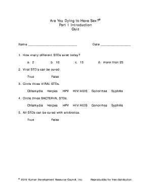 Are You Dying to Have Sex STD Quiz