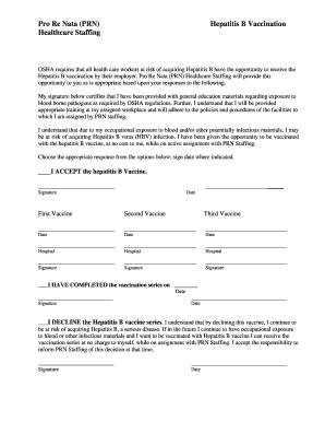 Hepatitis B Vaccination Consent Form