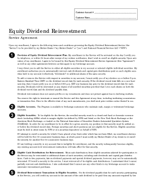 Equity Dividend Reinvestment Service Agreement