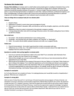 Student Elevator Pitch Guide