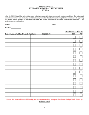 Site-Based Budget Approval Form