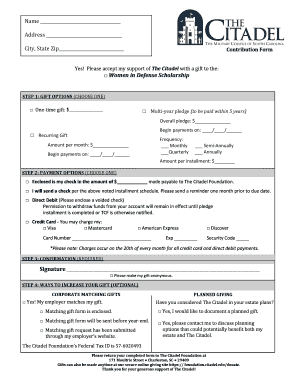 The Citadel Contribution Form