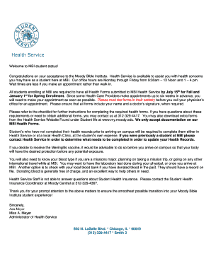 MBI Student Health Form